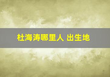 杜海涛哪里人 出生地